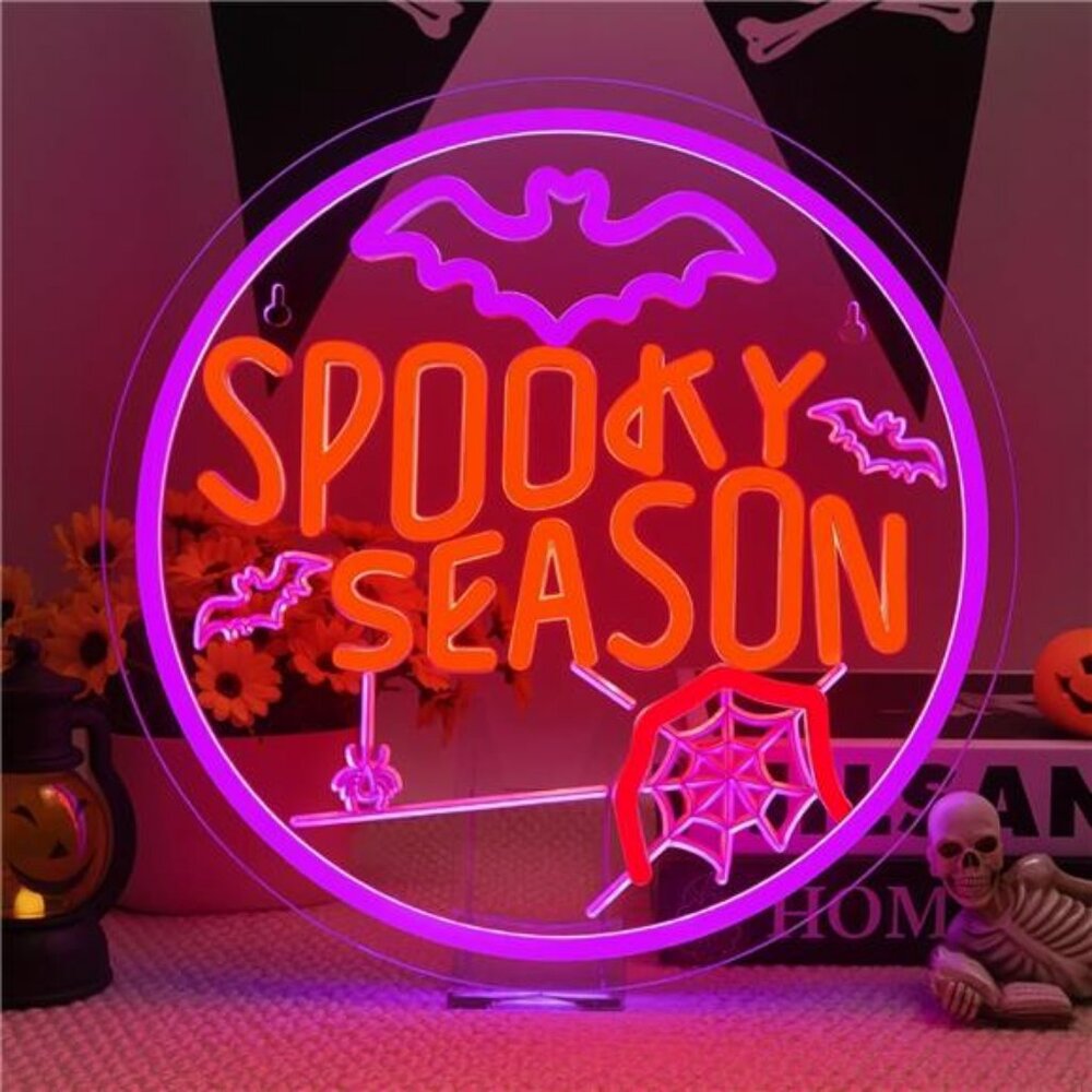 Spooky Season Neon Sign, LED Halloween Neon Light for Décor, Halloween Parties